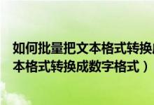 如何批量把文本格式转换成数字格式的方法（如何批量把文本格式转换成数字格式）