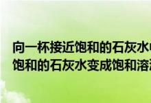 向一杯接近饱和的石灰水中加入氧化钙图像（要将一瓶接近饱和的石灰水变成饱和溶液）