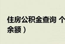 住房公积金查询 个人 余额查询（公积金查询余额）