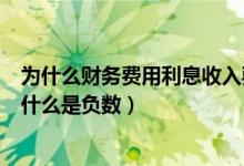 为什么财务费用利息收入要记为负数（财务费用利息收入为什么是负数）