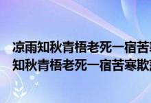 凉雨知秋青梧老死一宿苦寒欺薄衾世事蹉跎死生契阔（凉雨知秋青梧老死一宿苦寒欺薄衾）