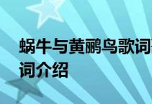 蜗牛与黄鹂鸟歌词歌词 蜗牛与黄鹂鸟歌词歌词介绍