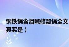 钢铁锅含泪喊修瓢锅全文（钢铁锅含眼泪喊修瓢锅这句歌词其实是）