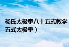 杨氏太极拳八十五式教学（杨氏太极拳85式口诀：杨式八十五式太极拳）