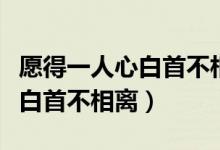 愿得一人心白首不相离什么意思（愿得一人心白首不相离）