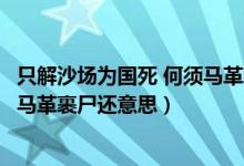 只解沙场为国死 何须马革裹尸还翻译（只解沙场为国死何须马革裹尸还意思）