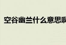 空谷幽兰什么意思啊?（空谷幽兰什么意思）