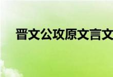 晋文公攻原文言文阅读及答案（晋文公）