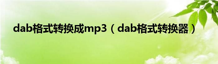 dab格式转换成mp3（dab格式转换器）